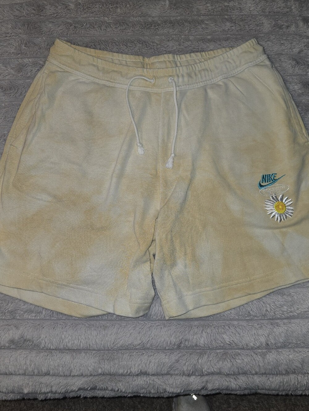 Mens French Terry Shorts Large Sunflower
